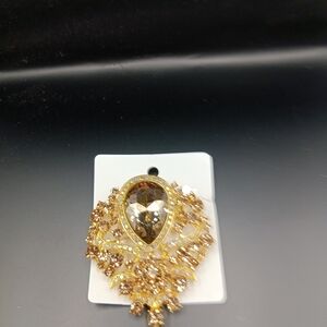 Fashion Jewelry Gold and Brown Brooch